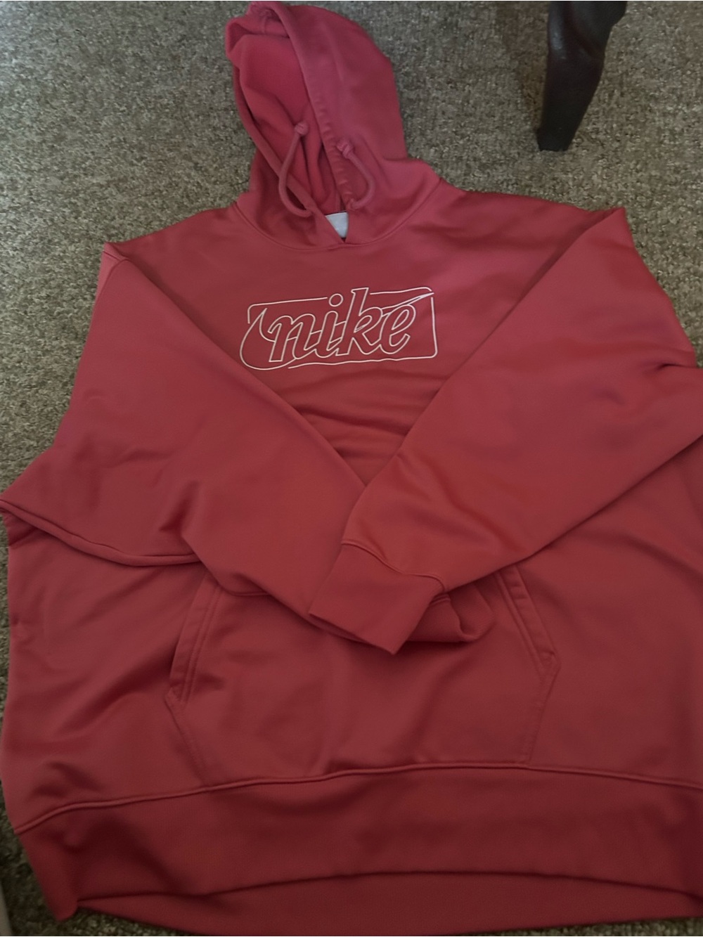 Nike Men’s Red Crewneck Hoodie with Script Logo